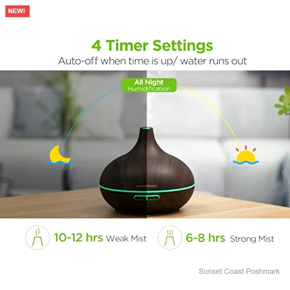Ultrasonic Aromatherapy Diffuser with 10 Essential Oils Set, 400ml
